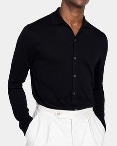 Black Long Sleeved Shirt Knitwear in Organic Cotton Mulberry Silk | Filatori