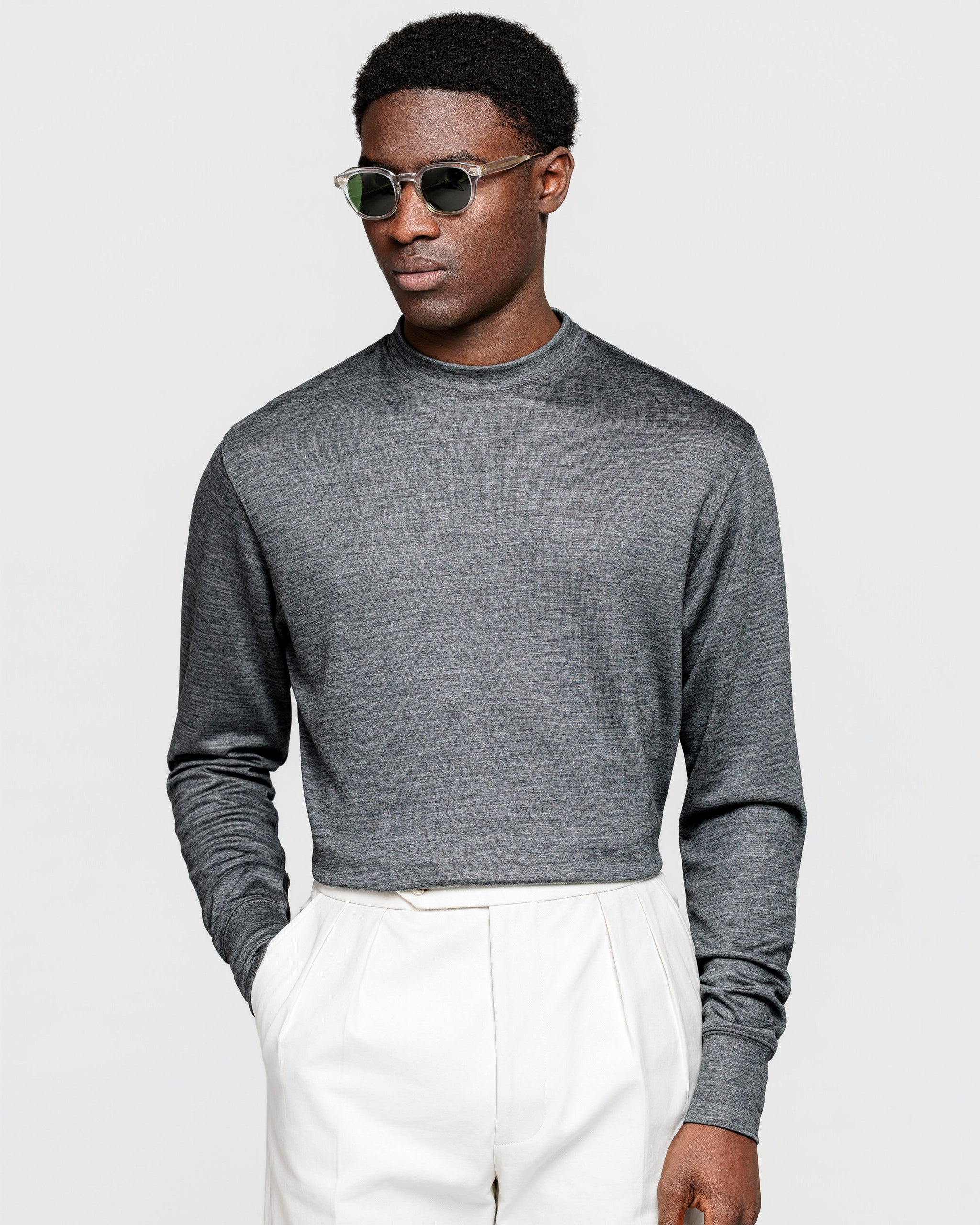 Sweater met ronde hals in effen blauw Katoen - Kasjmier | Filatori