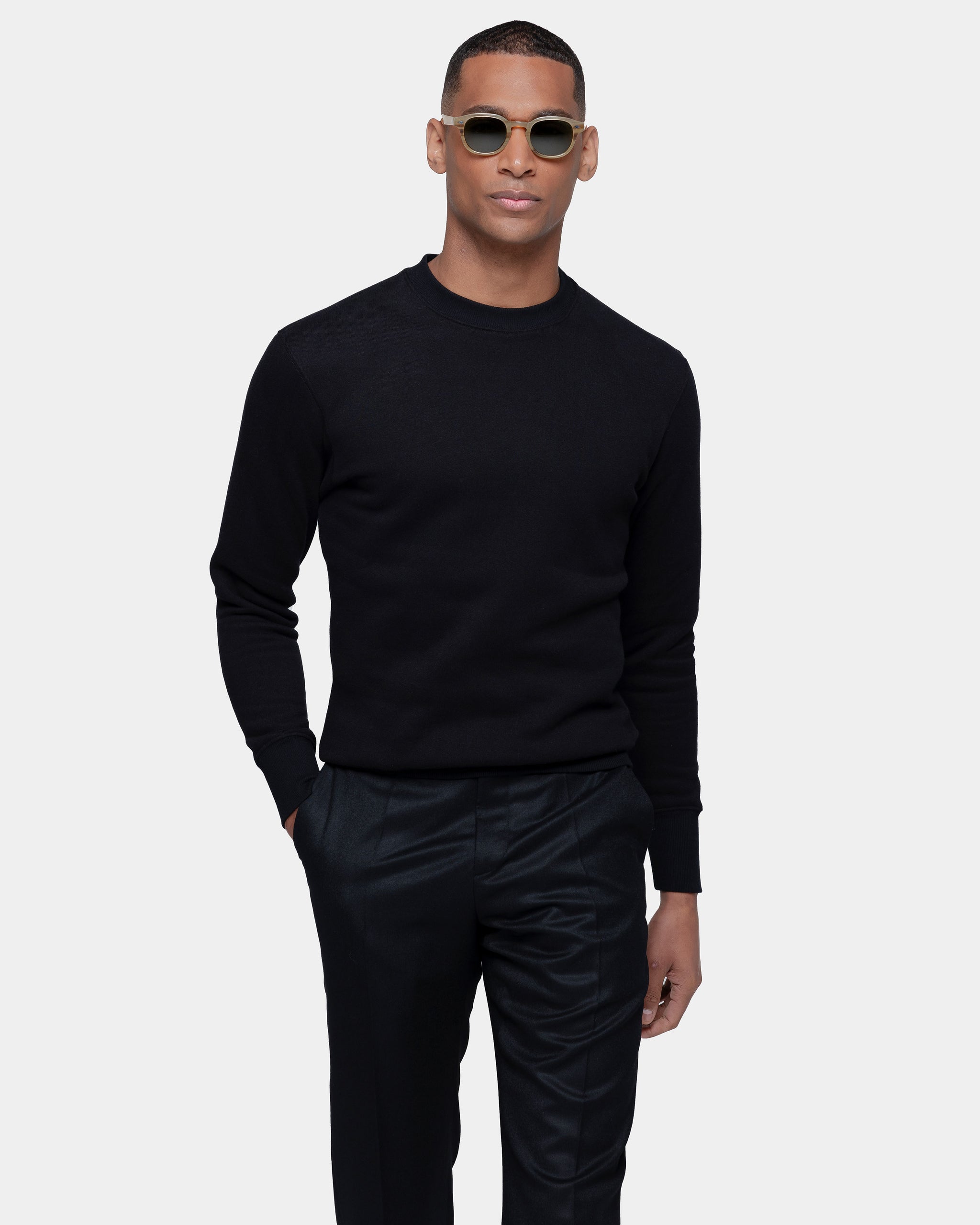 Black Crewneck sweatshirt in Cotton Cashmere | Filatori