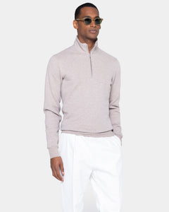 Sand Melange Half zip sweatshirt in Cotton Cashmere | Filatori