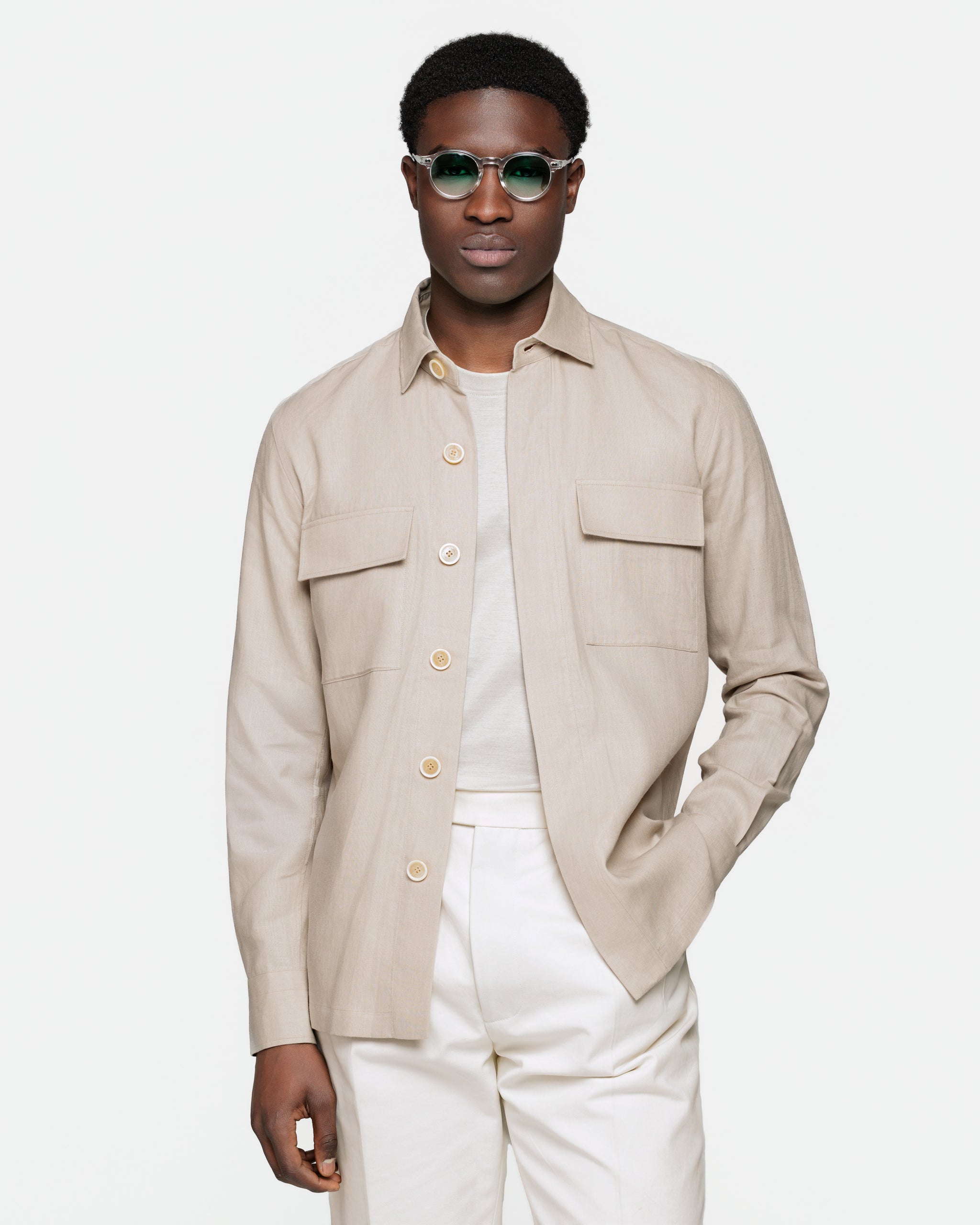 Overshirt effen Zand 100% Baby Kameel | Filatori 