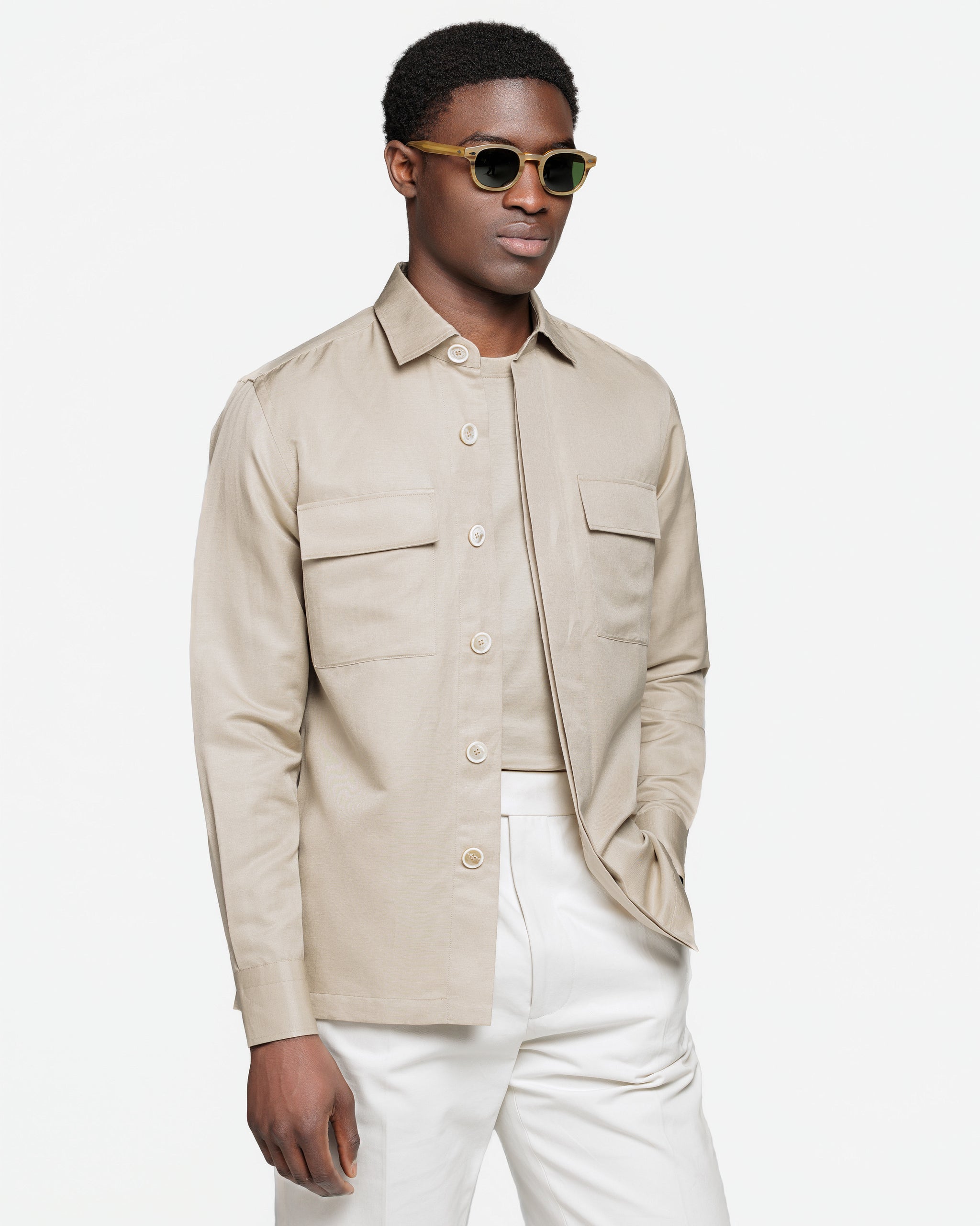 Sand Overshirt in Linen Silk | Filatori 