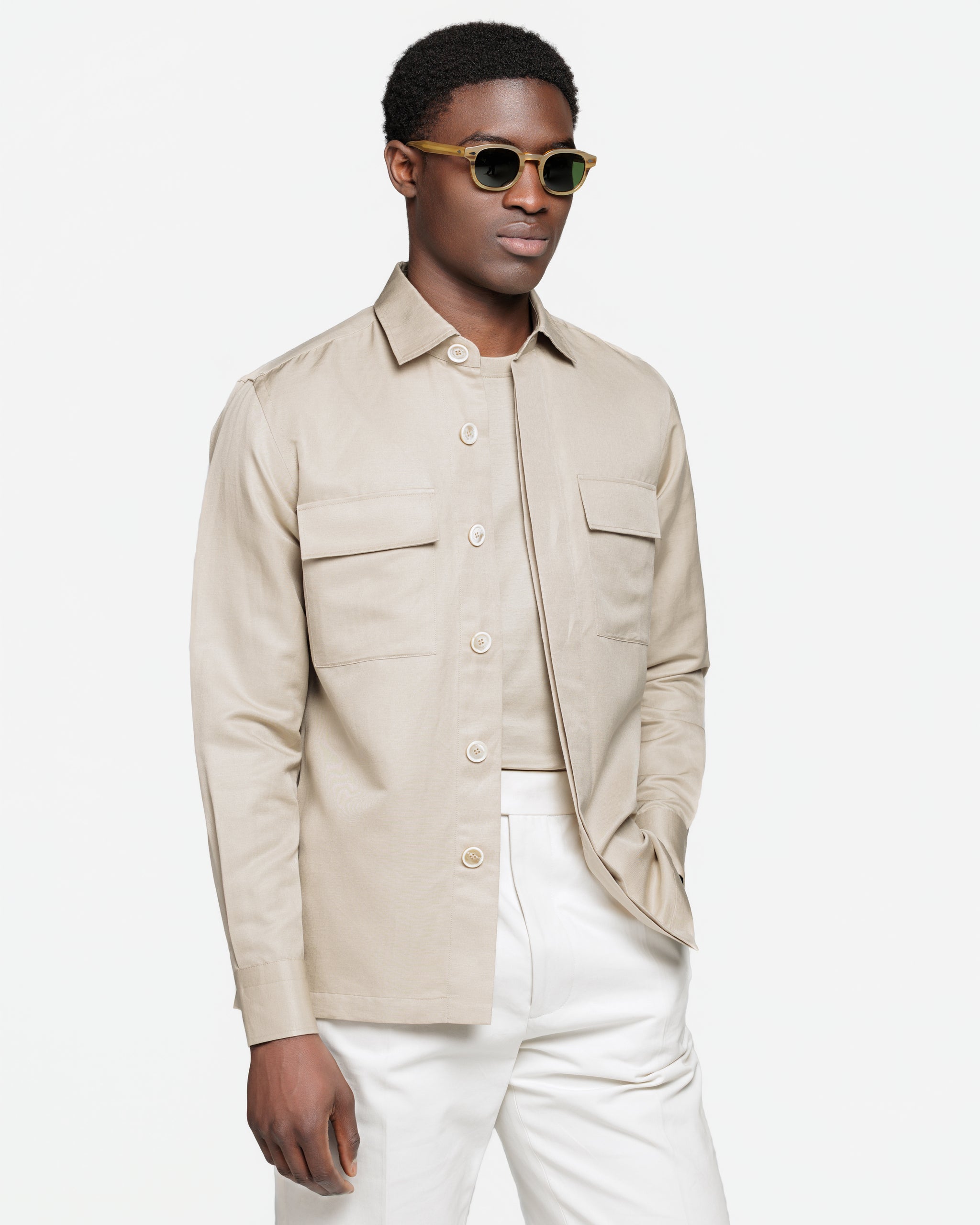 Overshirt effen Zand 100% Baby Kameel | Filatori 
