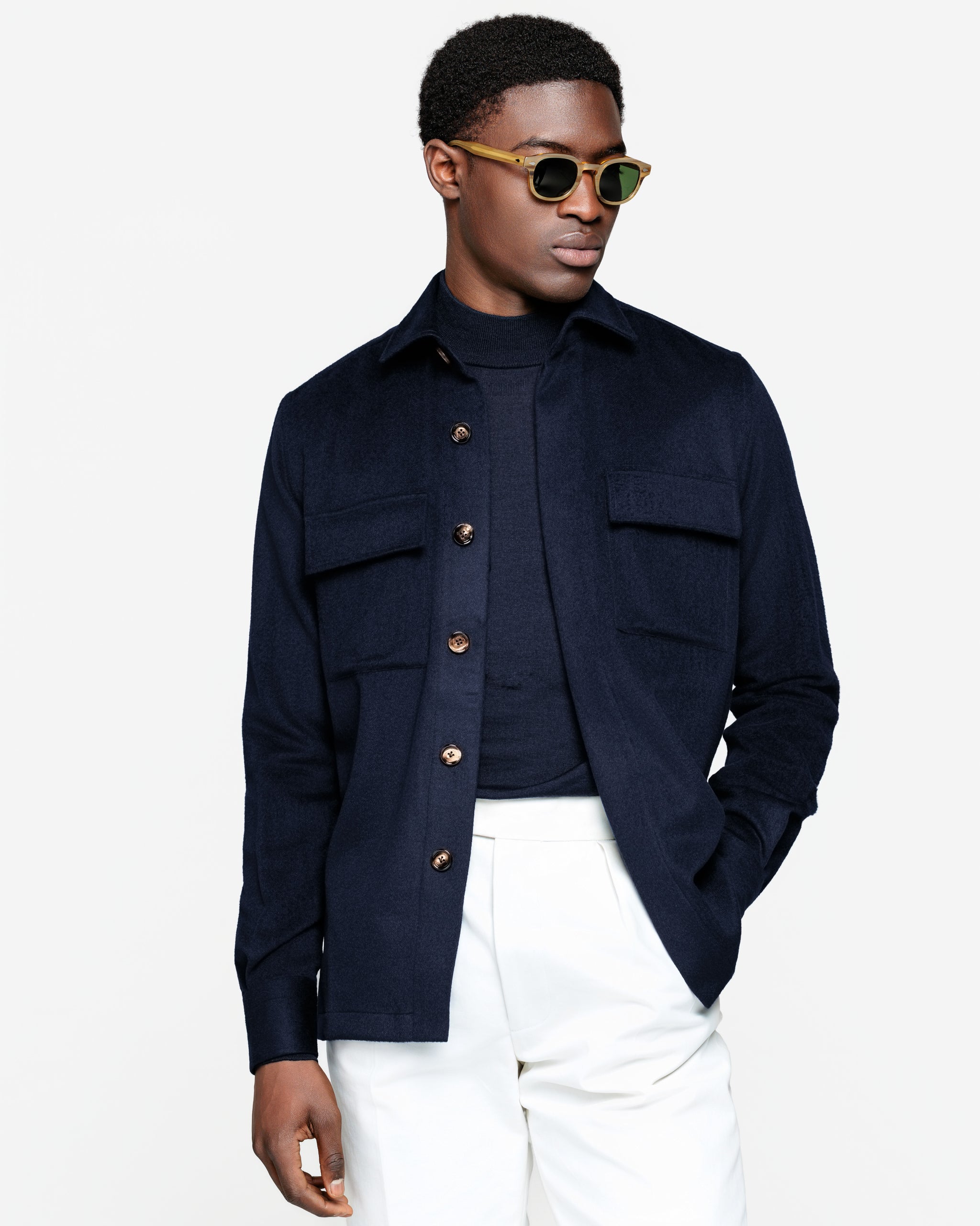 Overshirt effen Blauw 100% Baby Kameel | Filatori 