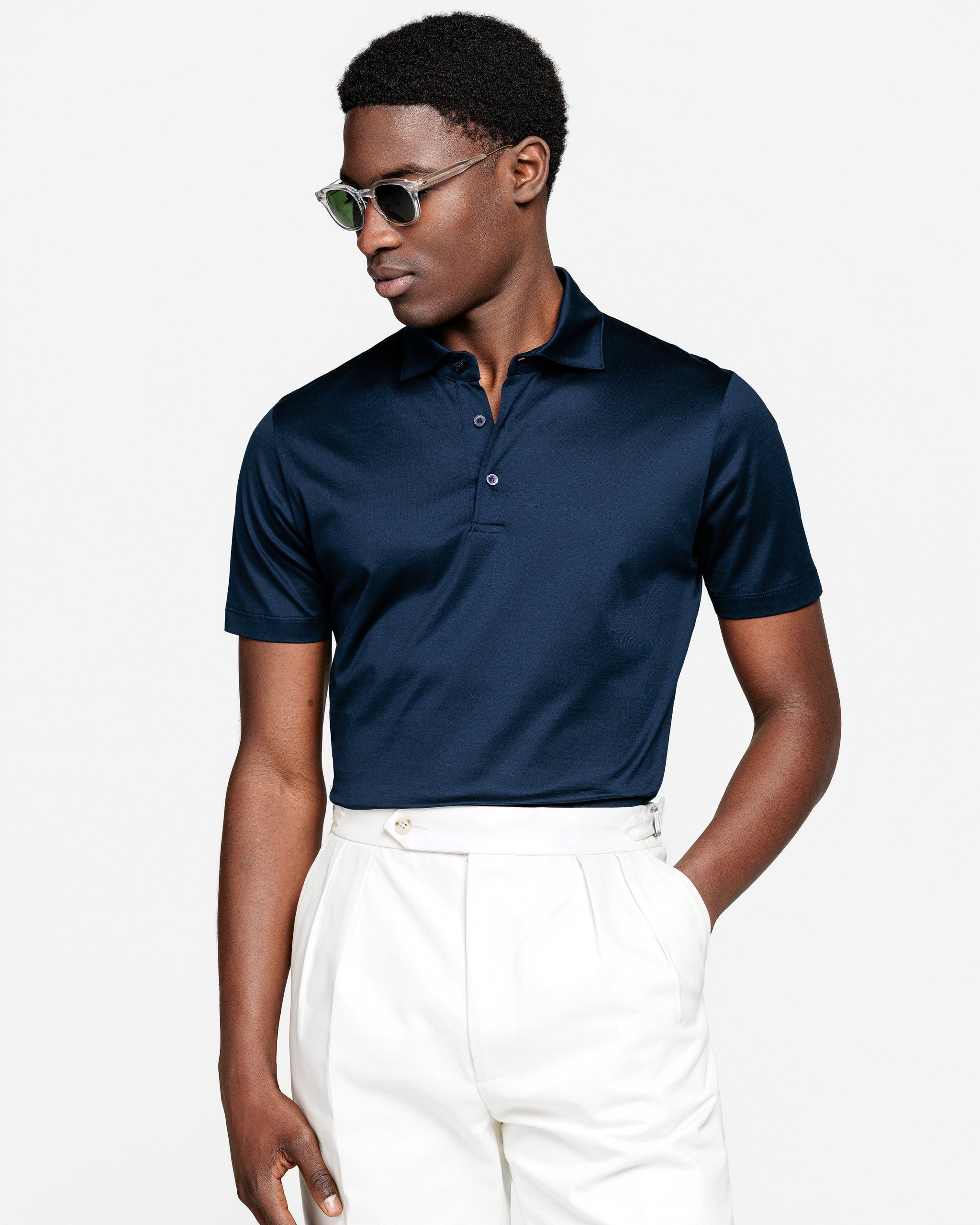 Zwart Korte Mouw Poloshirt zonder knopen 100% Egyptisch Katoen | Filatori
