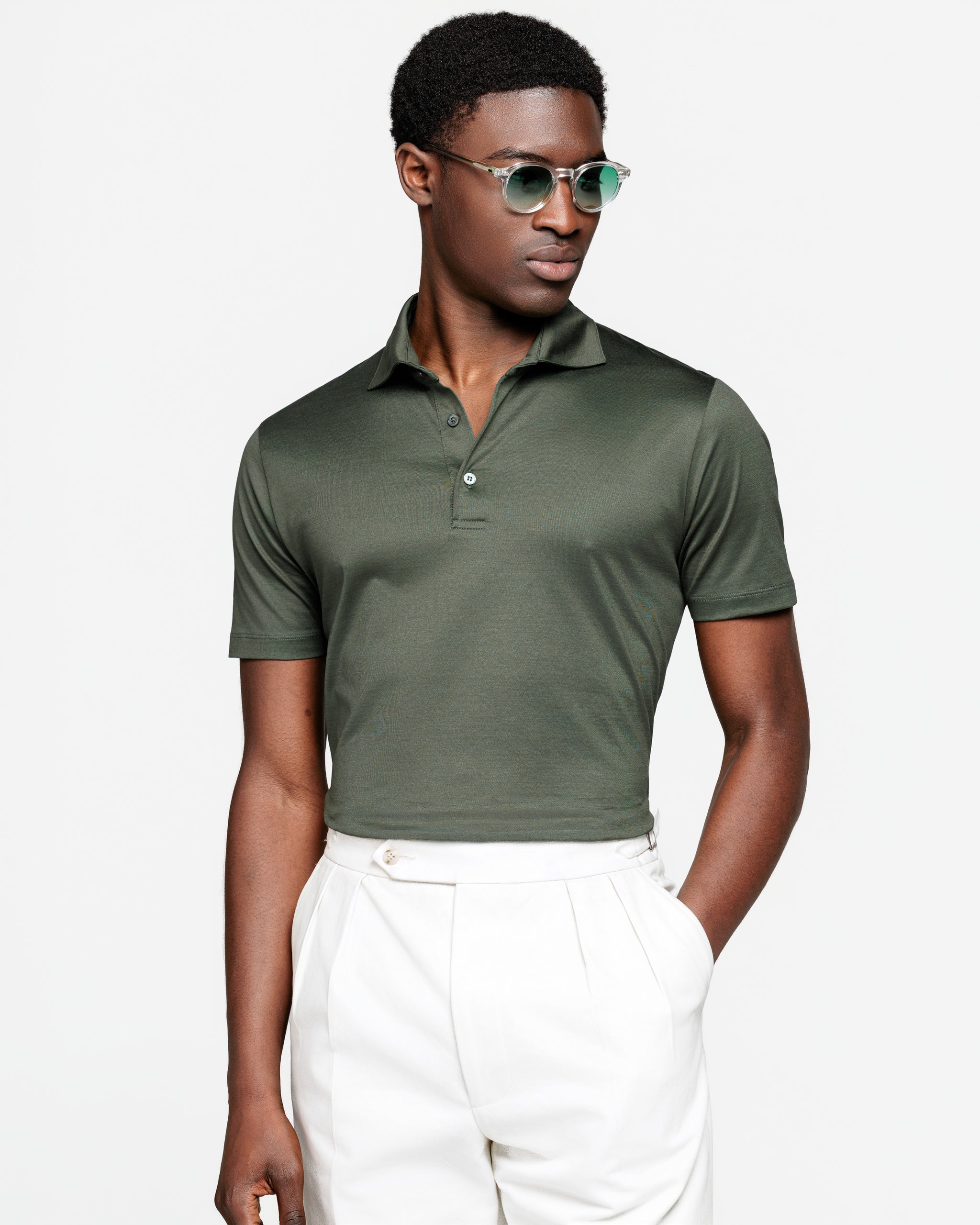 Zwart Korte Mouw Poloshirt zonder knopen 100% Egyptisch Katoen | Filatori
