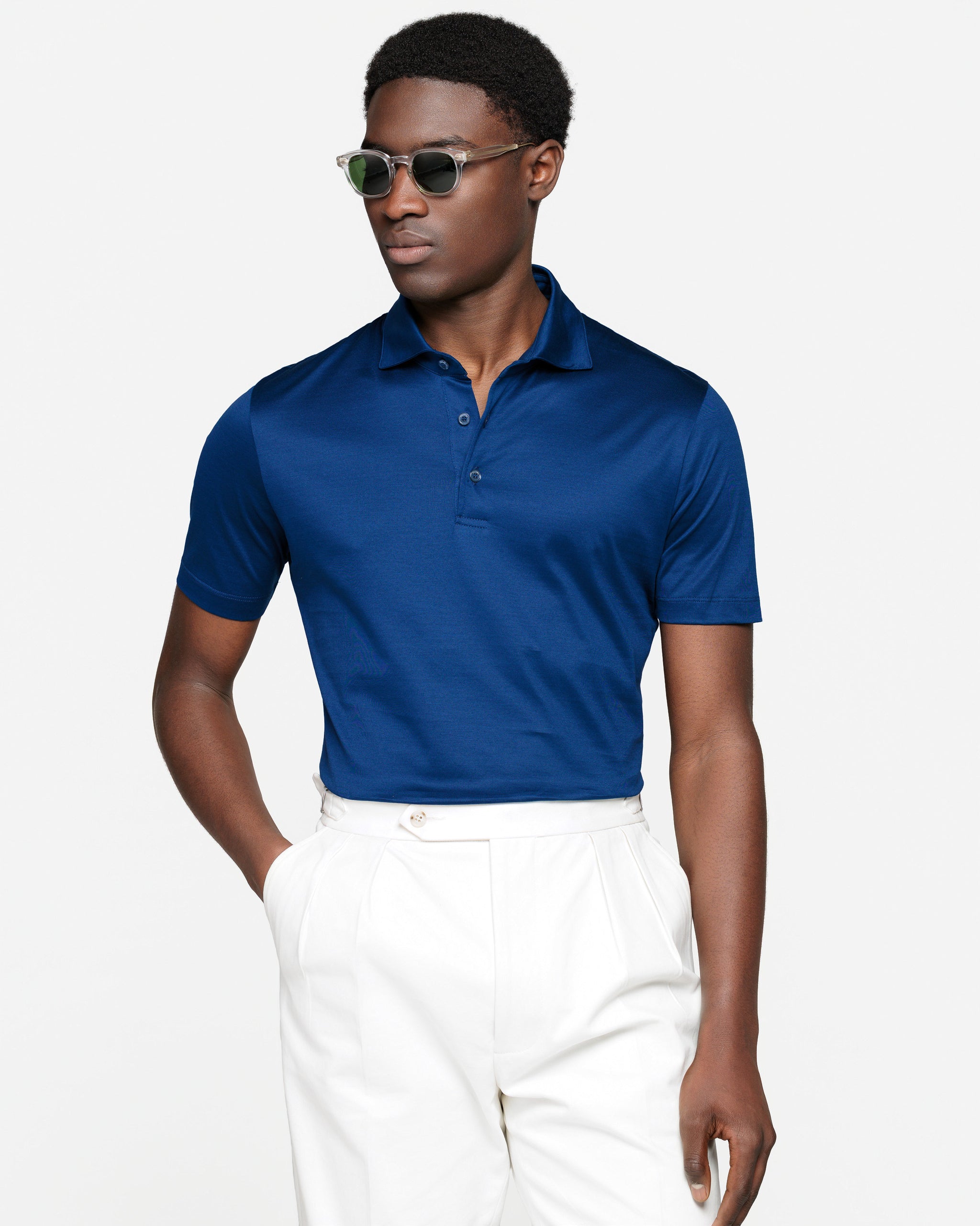 Zwart Korte Mouw Poloshirt zonder knopen 100% Egyptisch Katoen | Filatori
