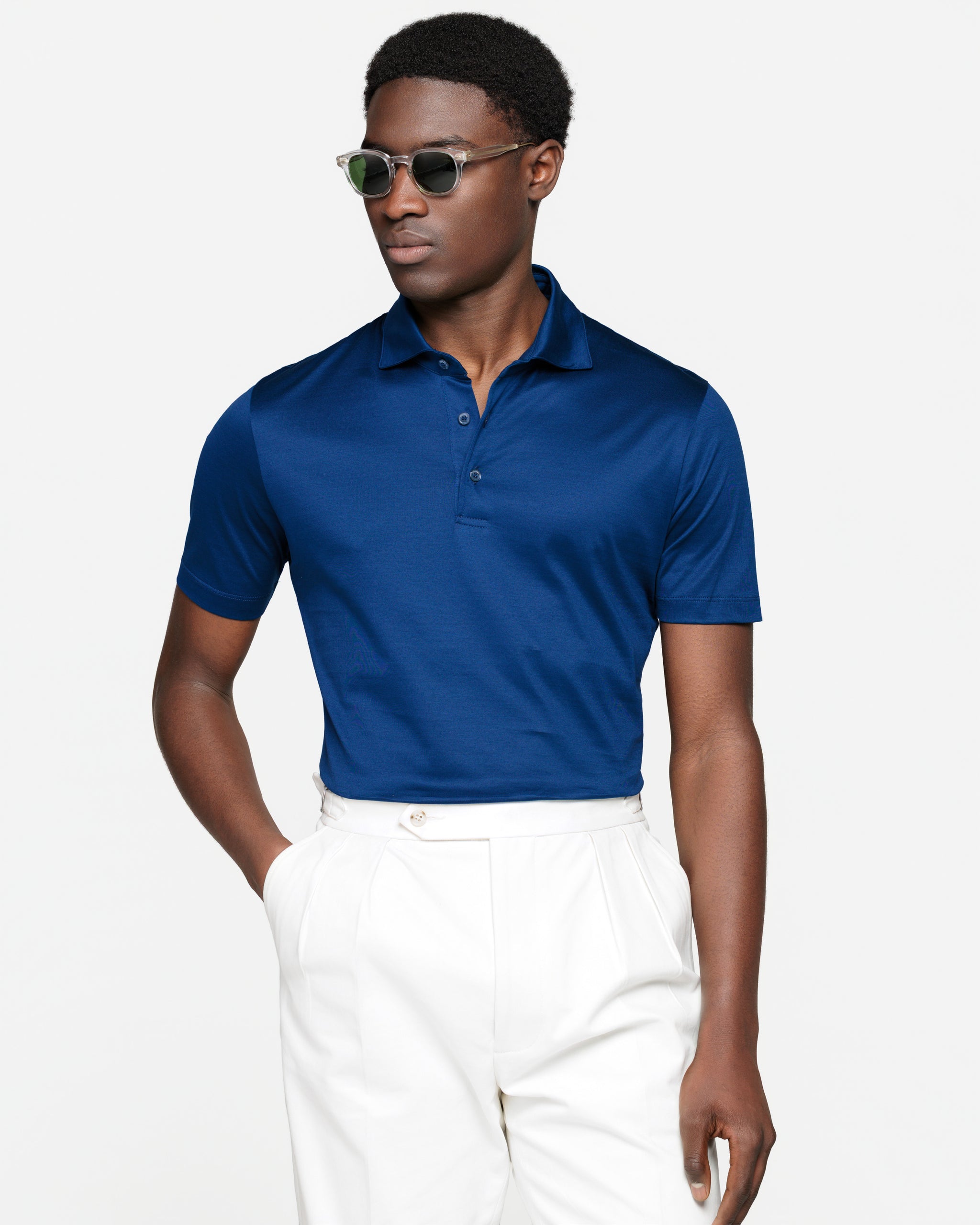 Zwart Korte Mouw Poloshirt zonder knopen 100% Egyptisch Katoen | Filatori
