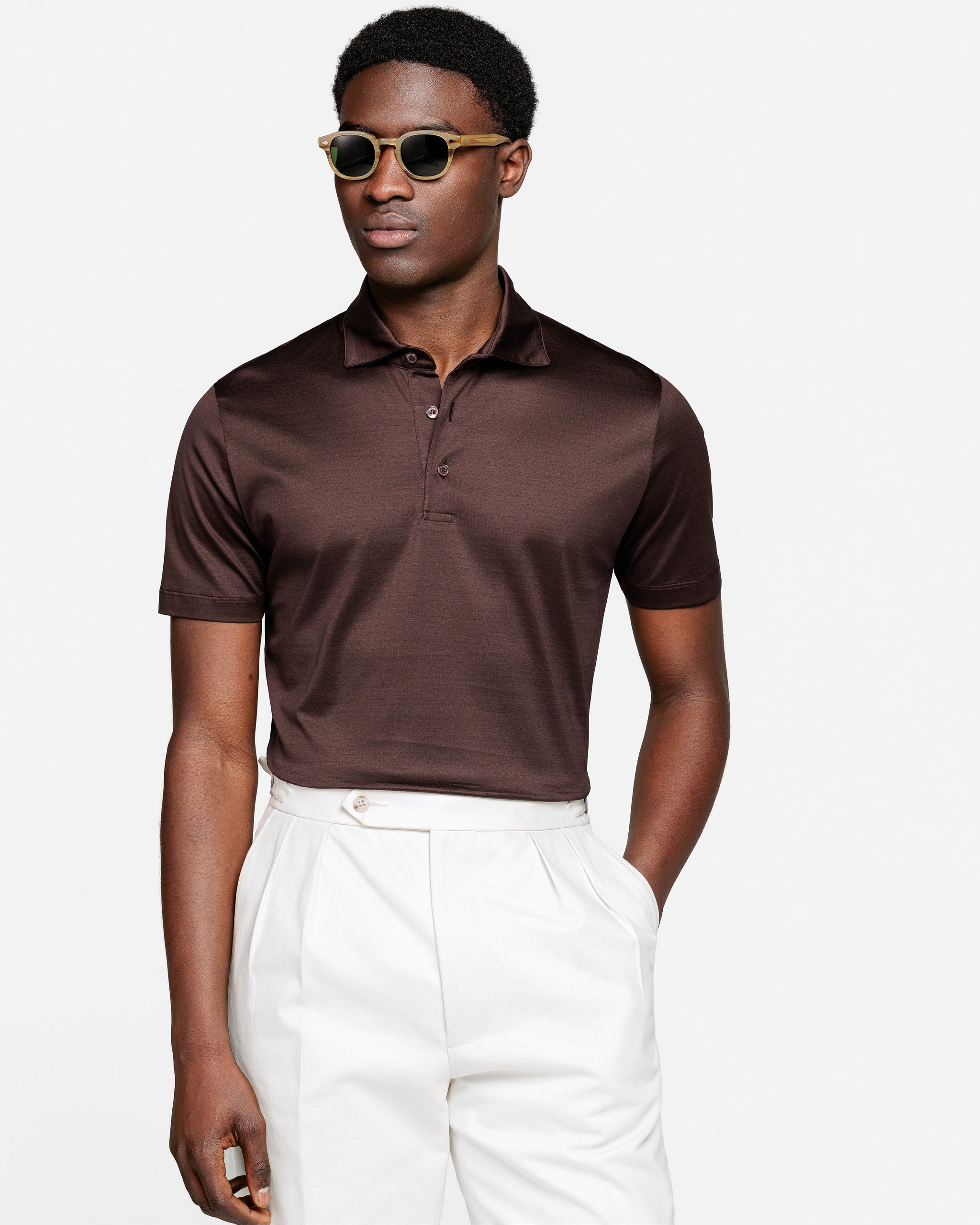 Zwart Korte Mouw Poloshirt zonder knopen 100% Egyptisch Katoen | Filatori

