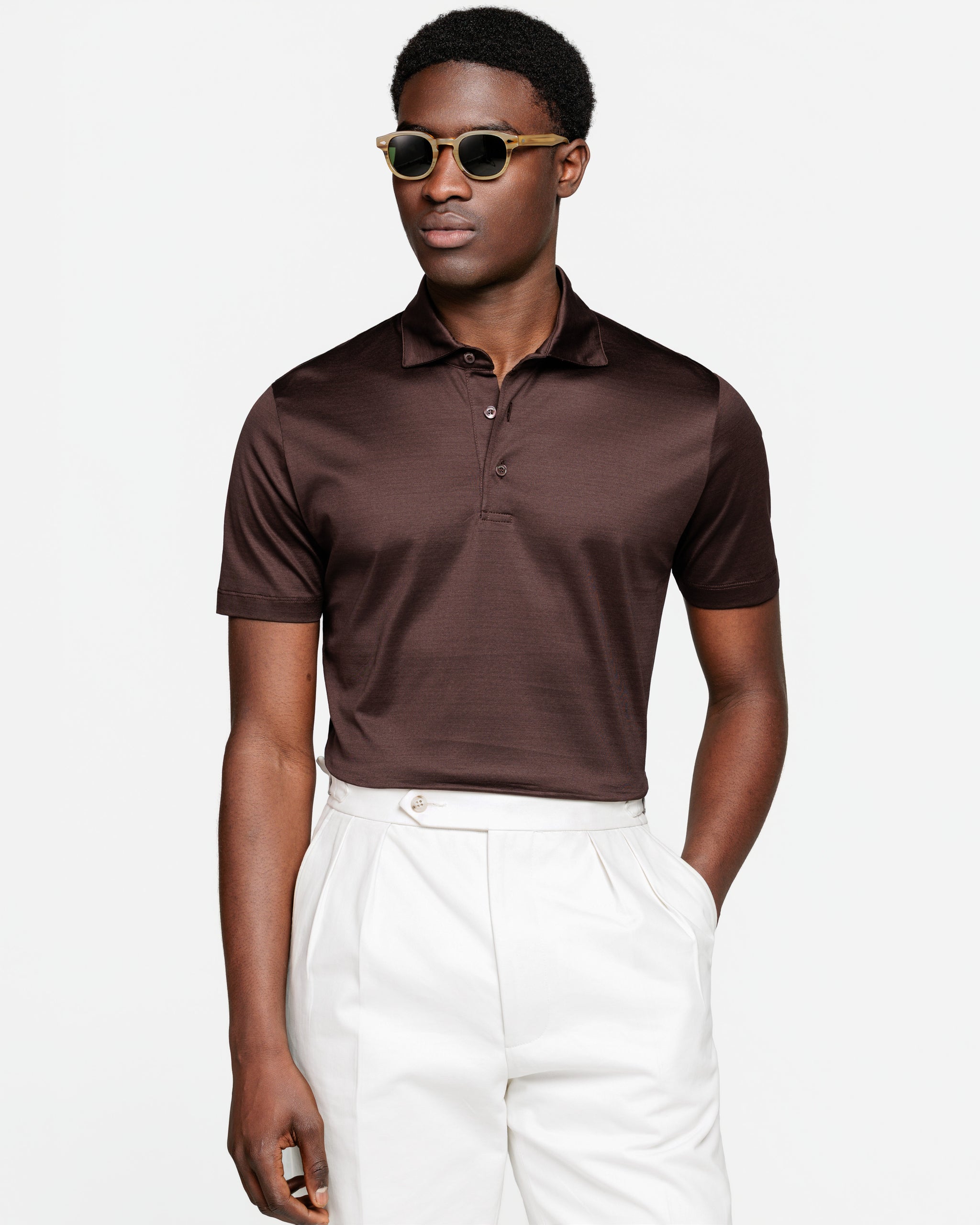 Zwart Korte Mouw Poloshirt zonder knopen 100% Egyptisch Katoen | Filatori
