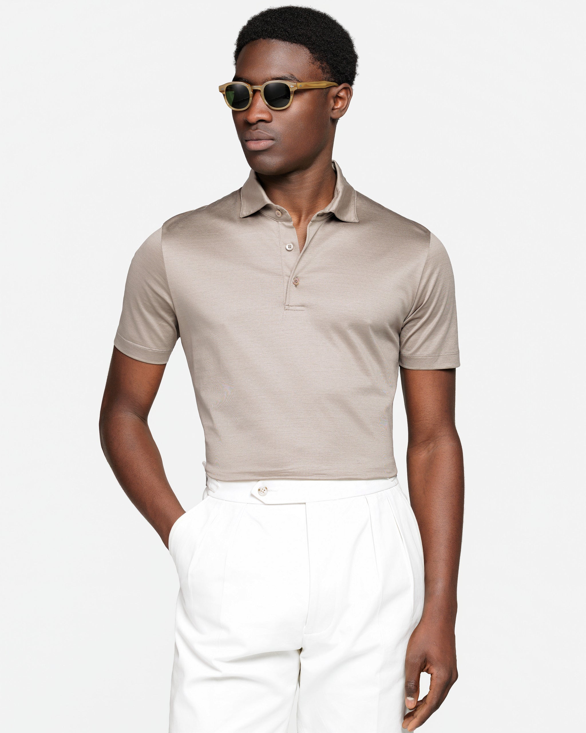 Zwart Korte Mouw Poloshirt zonder knopen 100% Egyptisch Katoen | Filatori
