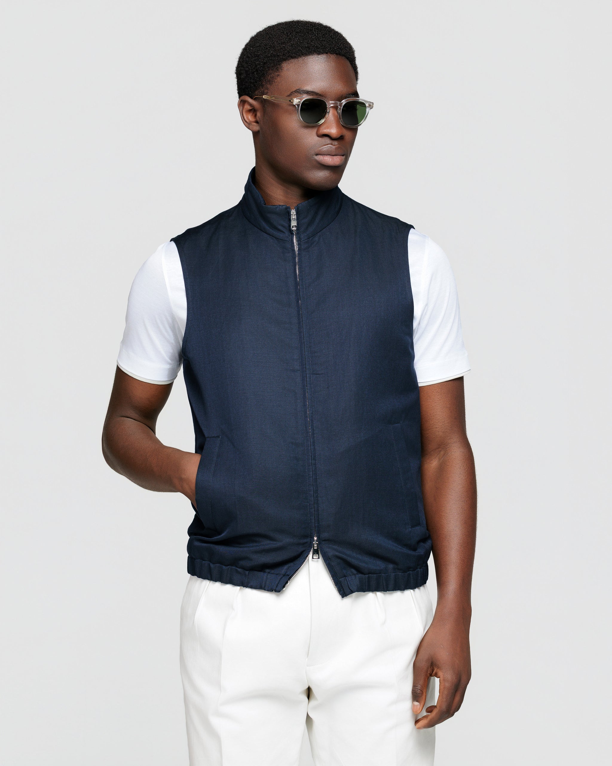 Effen zand waterafstotend wol-kasjmier gilet | Filatori
