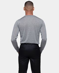 Grey Long Sleeved Crewneck Knitwear in Cashmere Mulberry Silk | Filatori