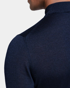 Blue Long Sleeved Highneck Knitwear in Cashmere Mulberry Silk | Filatori