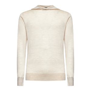 Langemouw hoodie trui in effen beige Wol Zijde | Filatori 