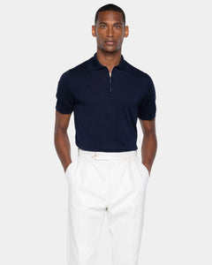 Half-mouw poloshirt effen zand Biologisch Katoen en Mulberry zijde | Filatori