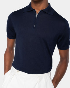 Half-mouw poloshirt effen zand Biologisch Katoen en Mulberry zijde | Filatori