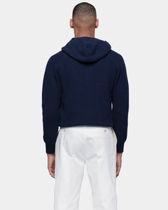 Blauwe hoodie met lange mouwen van Super 100's Carded Wool | Filatori