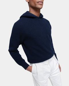 Blauwe hoodie met lange mouwen van Super 100's Carded Wool | Filatori