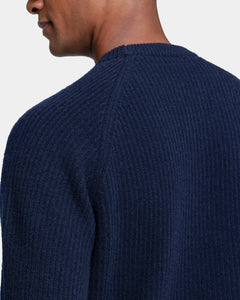 Blue Long Sleeve Crewneck in Super 100's Carded Wool | Filatori