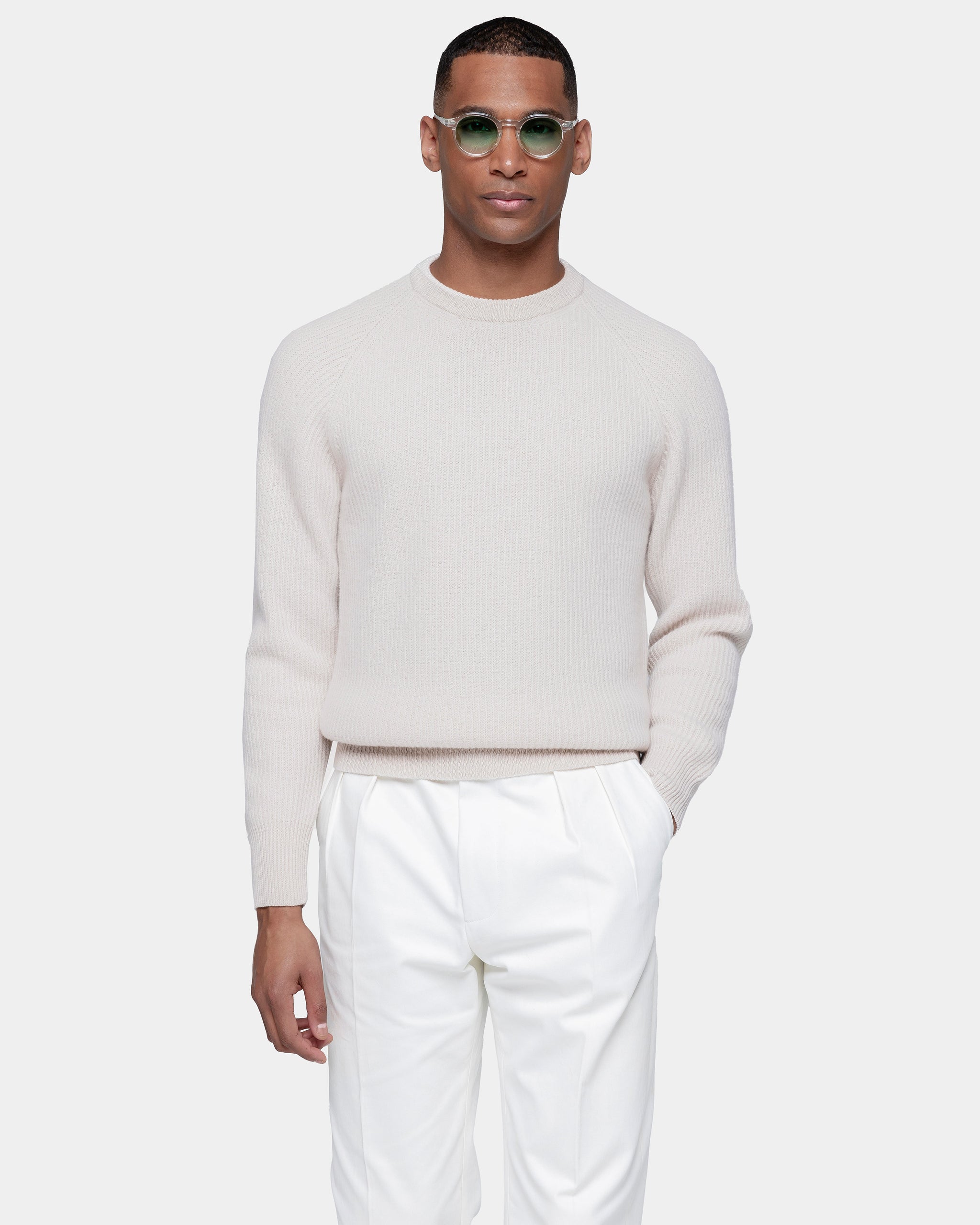 Meringue Long Sleeve Crewneck in Super 100's Carded Wool | Filatori