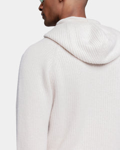 Meringewitte hoodie met lange mouwen van Super 100's Carded Wool | Filatori