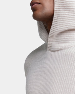 Meringewitte hoodie met lange mouwen van Super 100's Carded Wool | Filatori