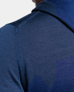 Langemouw hoodie trui in effen blauw Wol Zijde | Filatori 