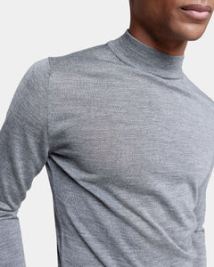 Grey Long Sleeved Highneck Knitwear in Extrafine Merino Wool and Silk | Filatori