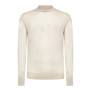 Langemouw highneck trui in effen beige Wol Zijde | Filatori 