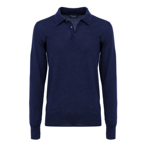 Blauwe trui met lange mouwen en polokraag in Extra Fine Merino Cashwool® | Filatori