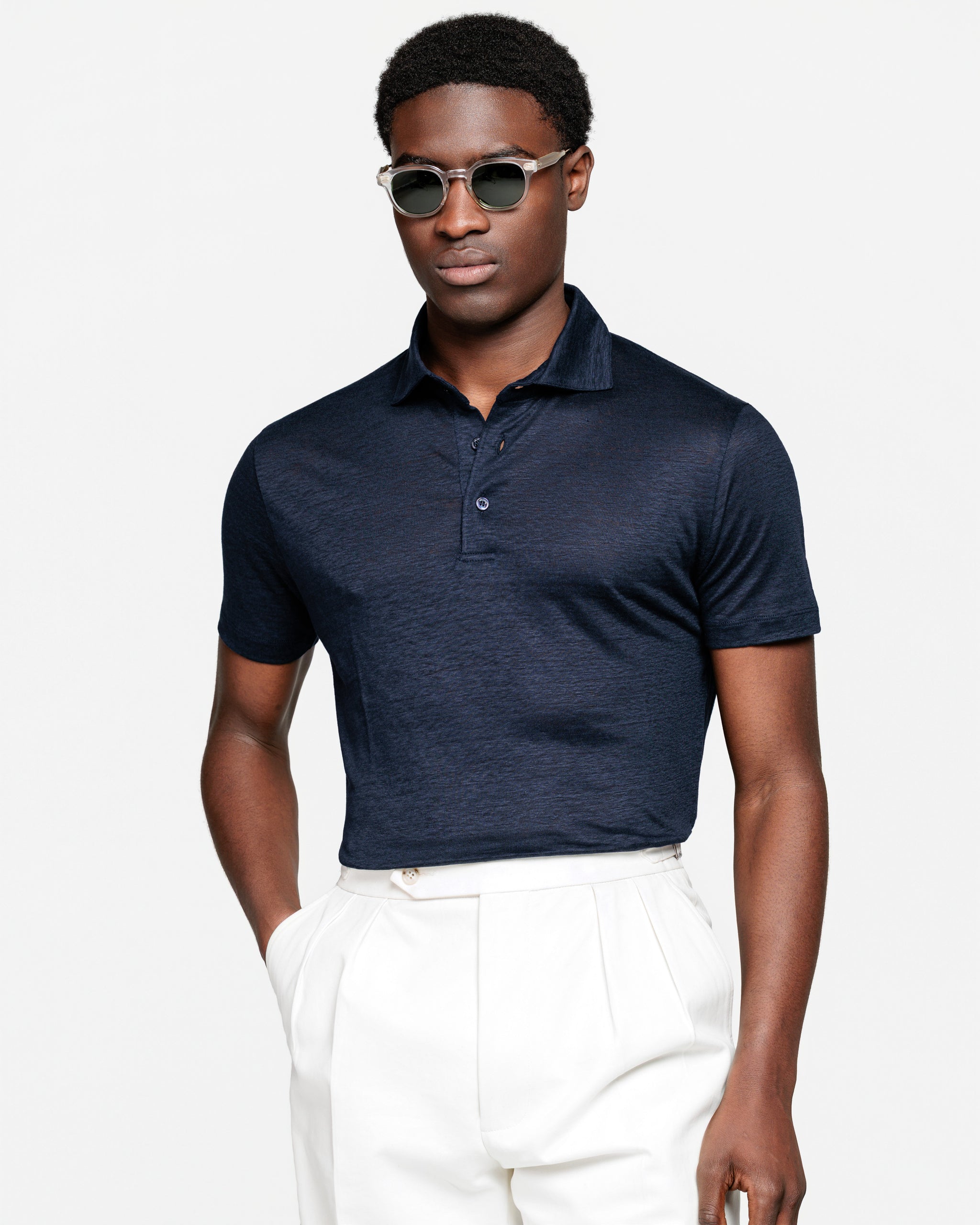 Zwart Korte Mouw Poloshirt zonder knopen 100% Egyptisch Katoen | Filatori
