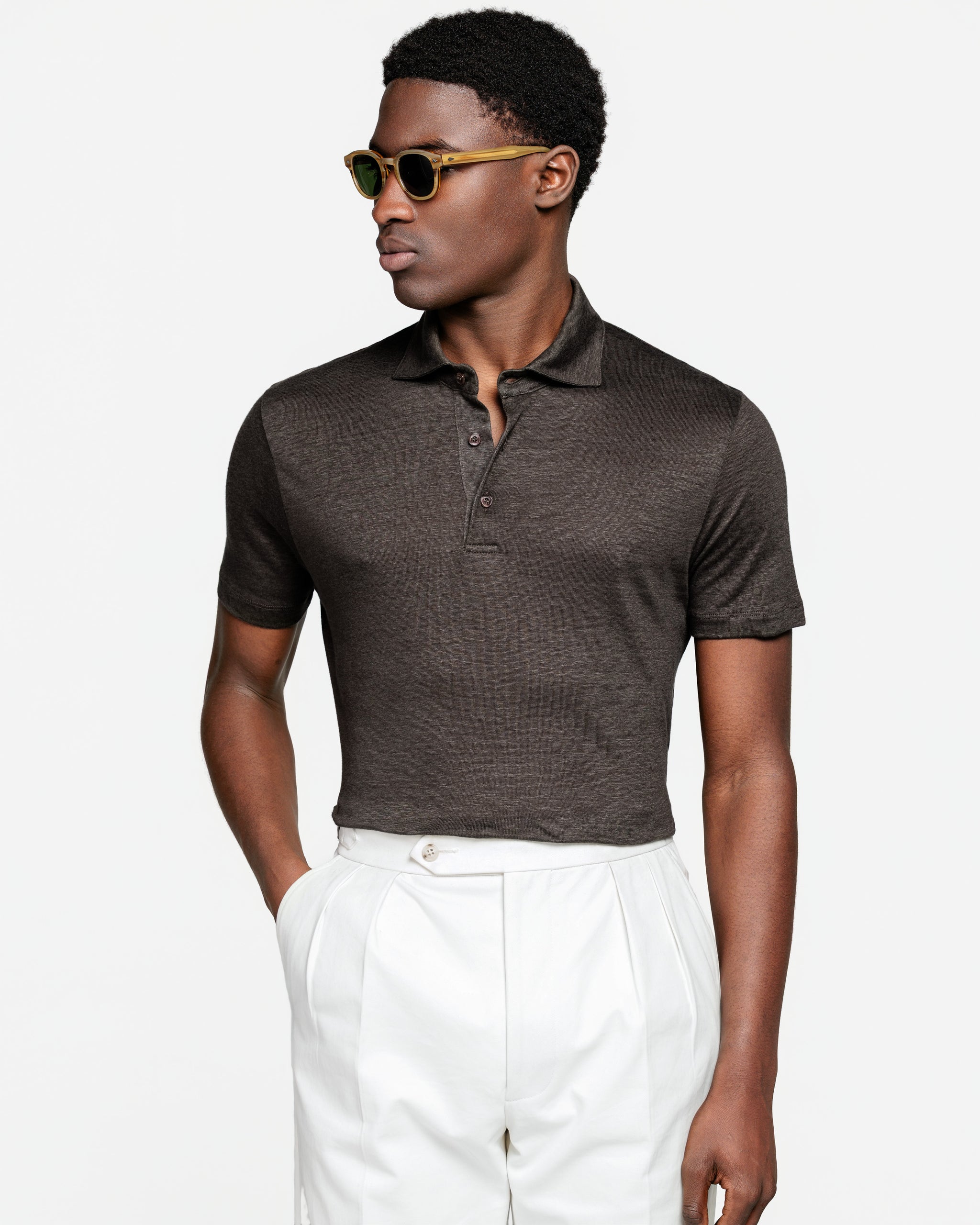 Zwart Korte Mouw Poloshirt zonder knopen 100% Egyptisch Katoen | Filatori
