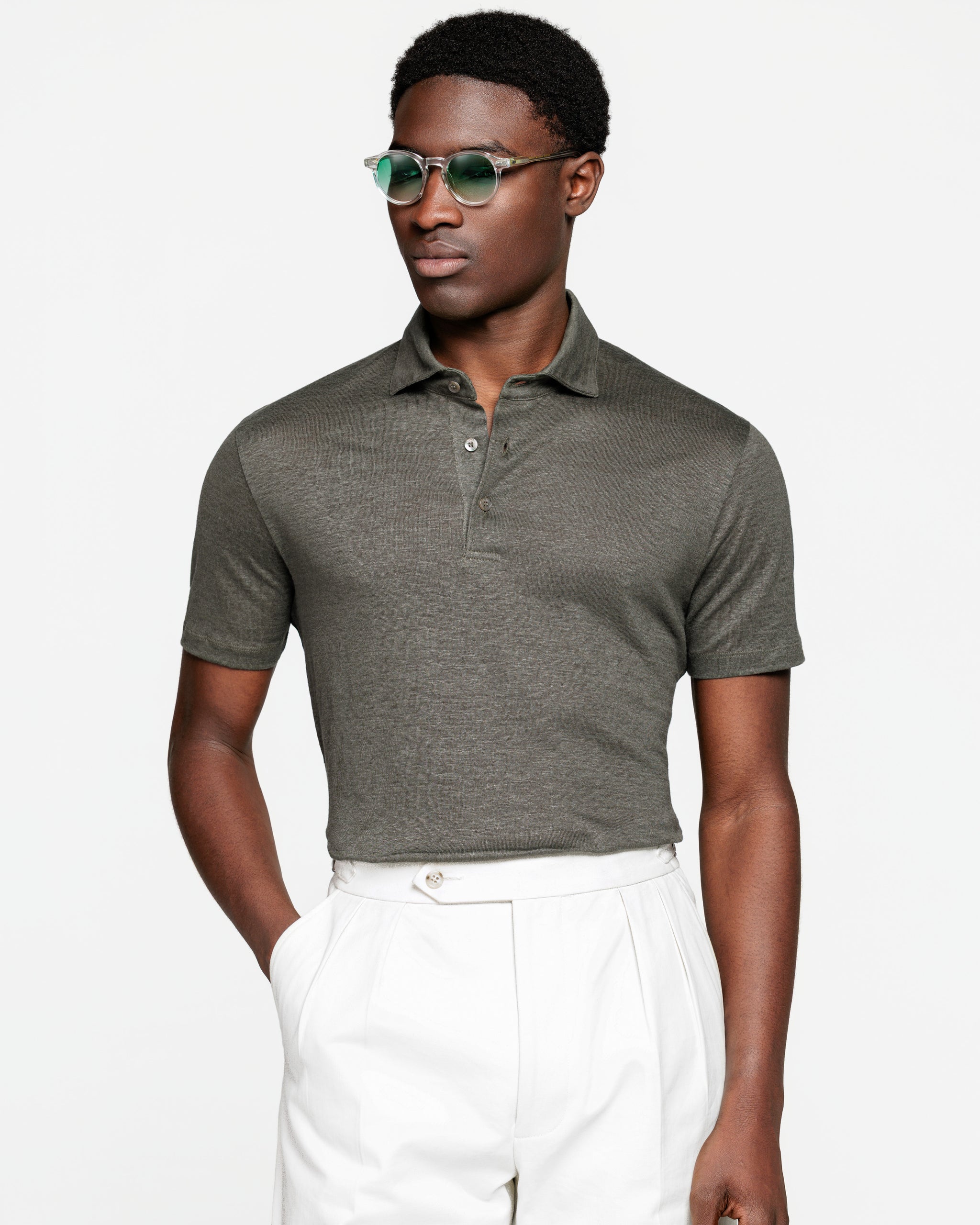 Zwart Korte Mouw Poloshirt zonder knopen 100% Egyptisch Katoen | Filatori
