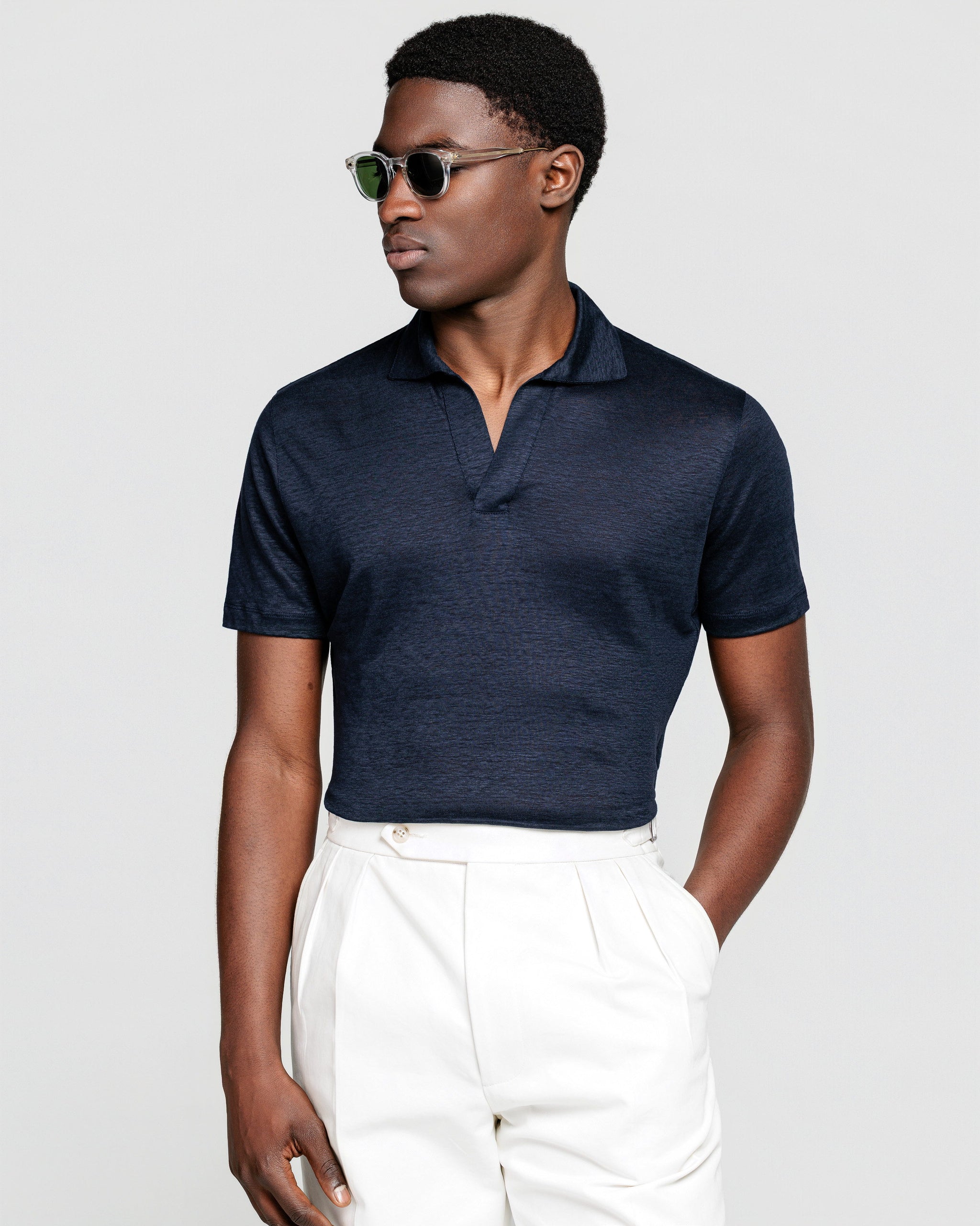 Zwart Korte Mouw Poloshirt zonder knopen 100% Egyptisch Katoen | Filatori
