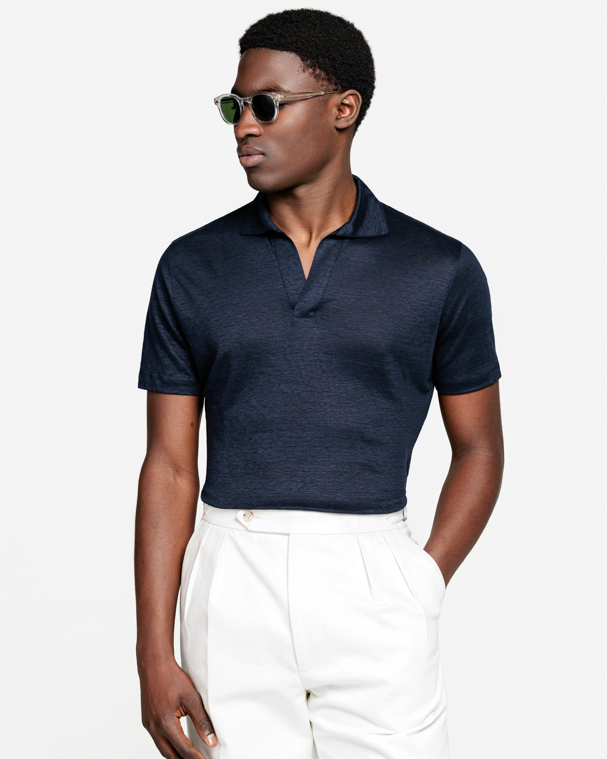 Zwart Korte Mouw Poloshirt zonder knopen 100% Egyptisch Katoen | Filatori
