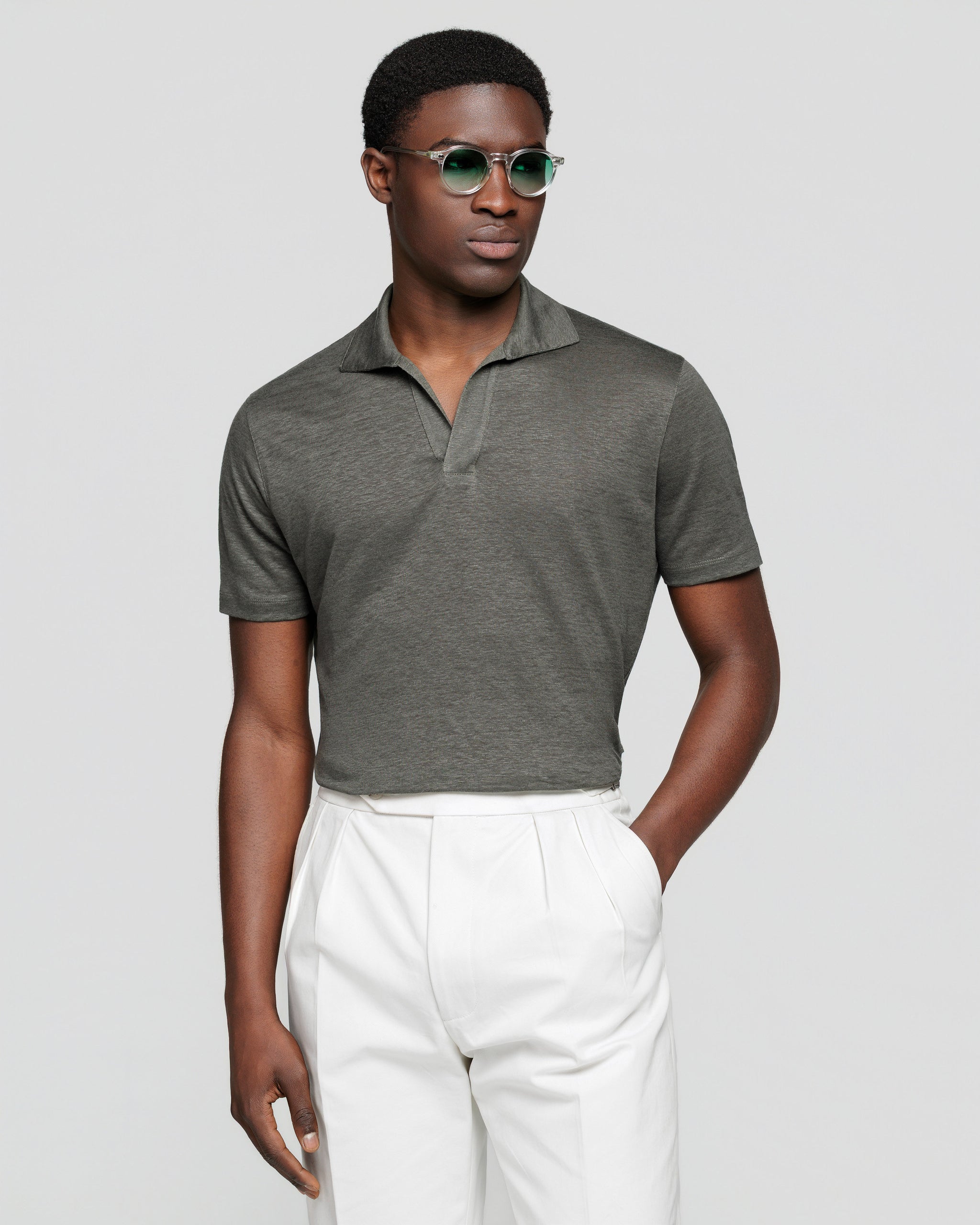 Zwart Korte Mouw Poloshirt zonder knopen 100% Egyptisch Katoen | Filatori
