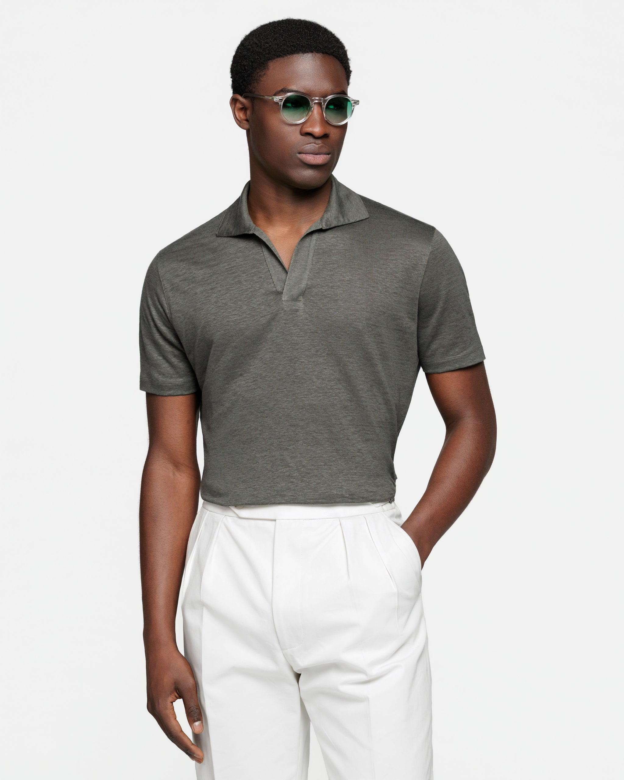 Zwart Korte Mouw Poloshirt zonder knopen 100% Egyptisch Katoen | Filatori
