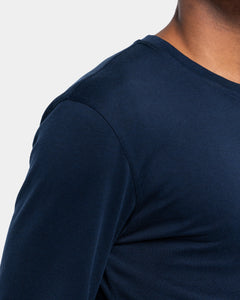 T-shirt met lange mouwen soft effen blauw zijde katoen | Filatori