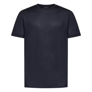 Tech kortemouw T-shirt effen Blauw Extrafijne Merinowol | Filatori