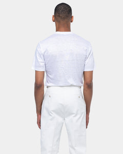 White Short Sleeve T-Shirt 100% European Linen | Filatori 