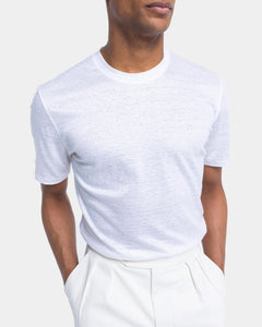 White Short Sleeve T-Shirt 100% European Linen | Filatori 