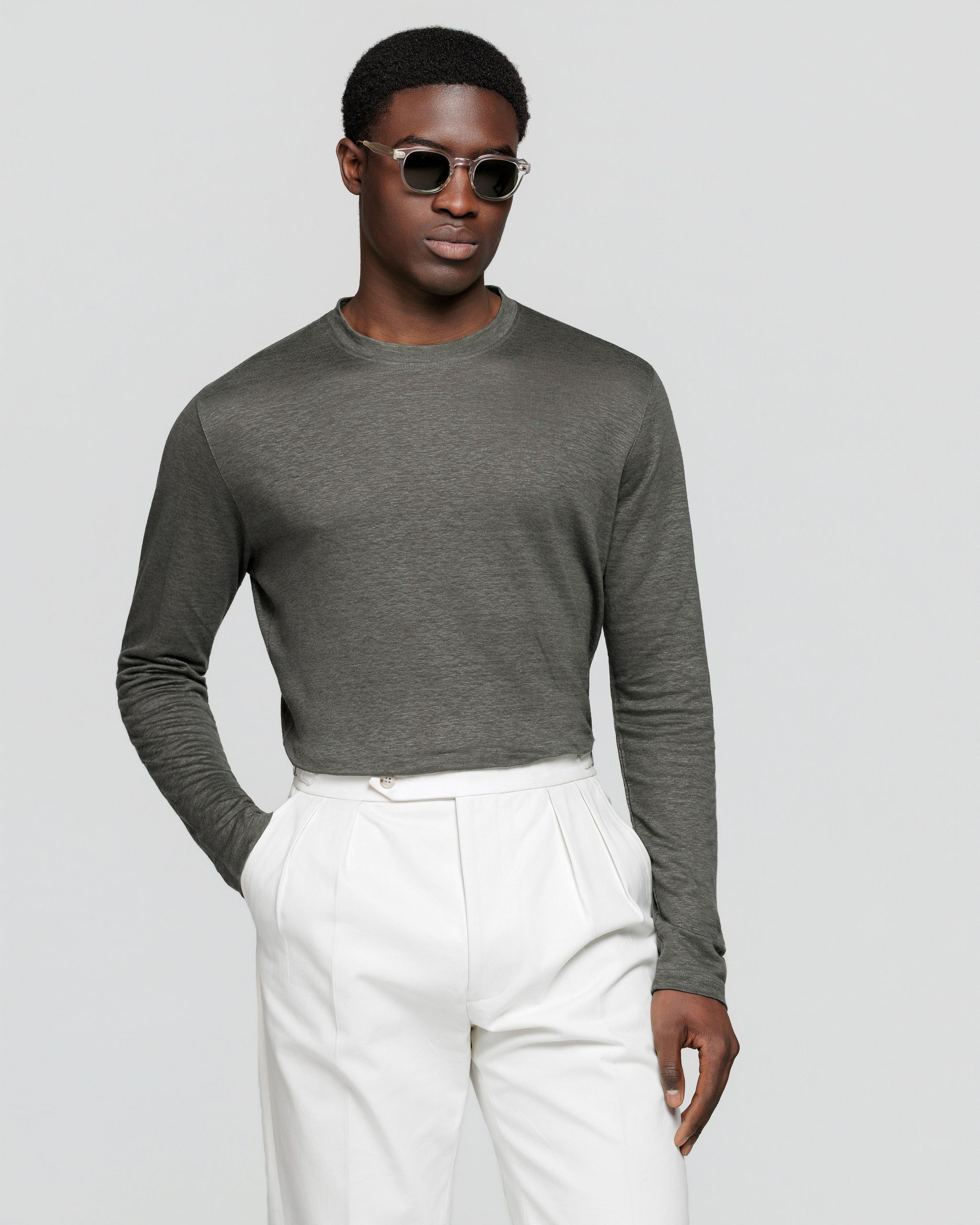 T-shirt met lange mouwen touwkleur 100% linnen | Filatori