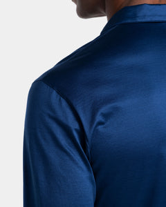 Donkerblauw Poloshirt zonder knopen met lange mouwen 100% Egyptisch Katoen | Filatori
