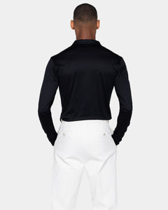 Black Long Sleeve Buttonless Polo 100% Egyptian Cotton | Filatori
