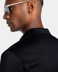 Black Long Sleeve Buttonless Polo 100% Egyptian Cotton | Filatori