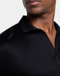 Black Long Sleeve Buttonless Polo 100% Egyptian Cotton | Filatori