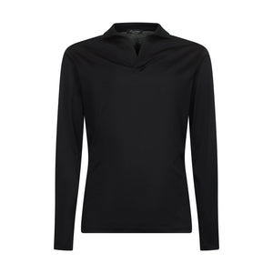 Black Long Sleeve Buttonless Polo 100% Egyptian Cotton | Filatori