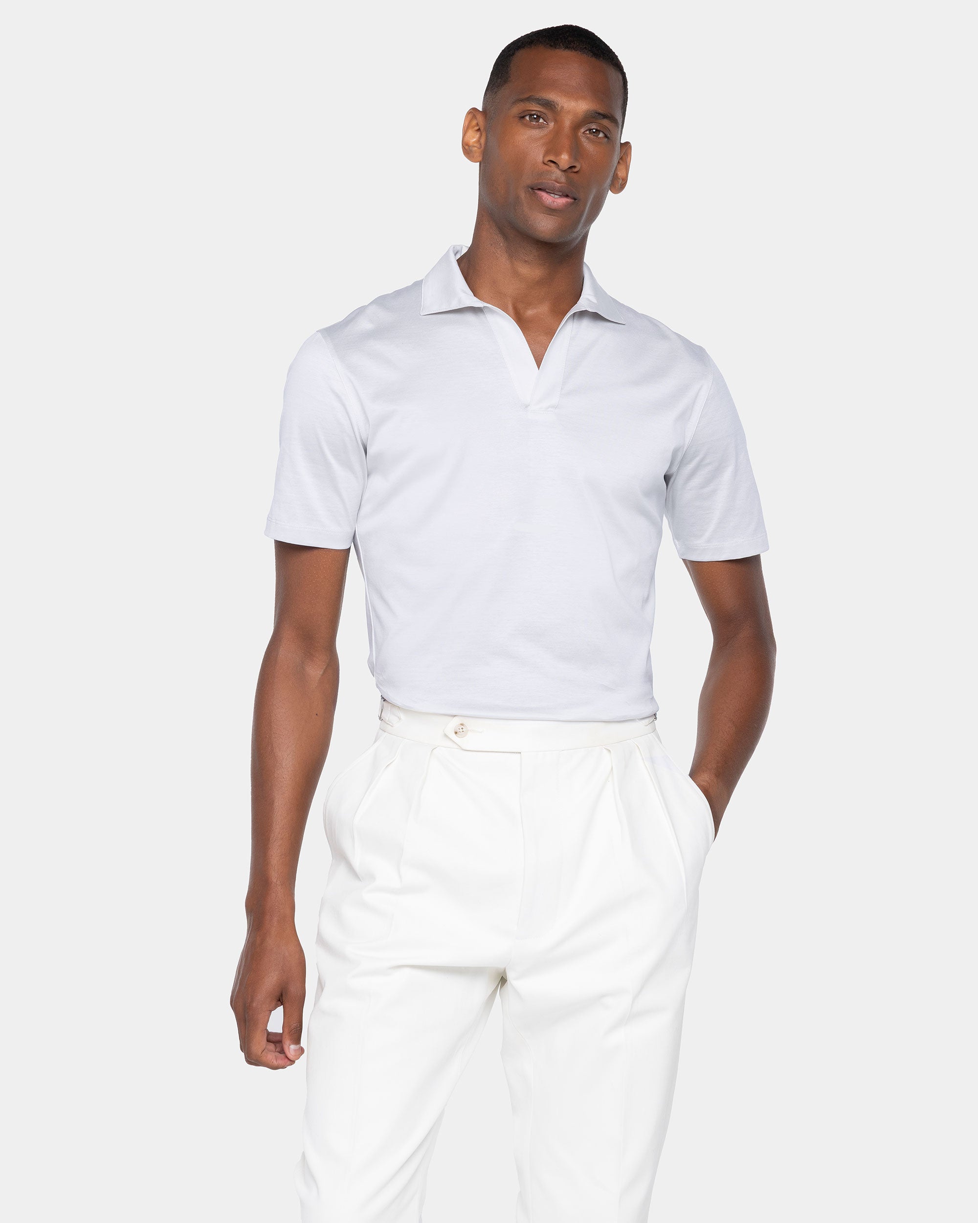 Grijs Korte Mouw Poloshirt zonder knopen 100% Egyptisch Katoen | Filatori
