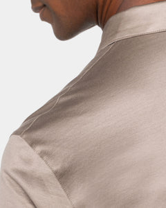 Taupe Korte Mouw Poloshirt zonder knopen 100% Egyptisch Katoen | Filatori
